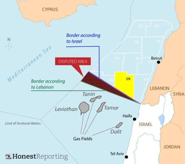 لبنان وإسرائيل يبدأن محادثات تاريخية بشأن الحدود البحرية 2 gas fields 1