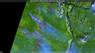 حرائق الغابات في سيبيريا لهذا الموسم، تسبب بإنبعاثات قياسية لغاز ثاني أوكسيد الكاربون 19 2021-07-18-00 00_2021-07-18-23 59_Sentinel-2_L2A_False_color_(urban)