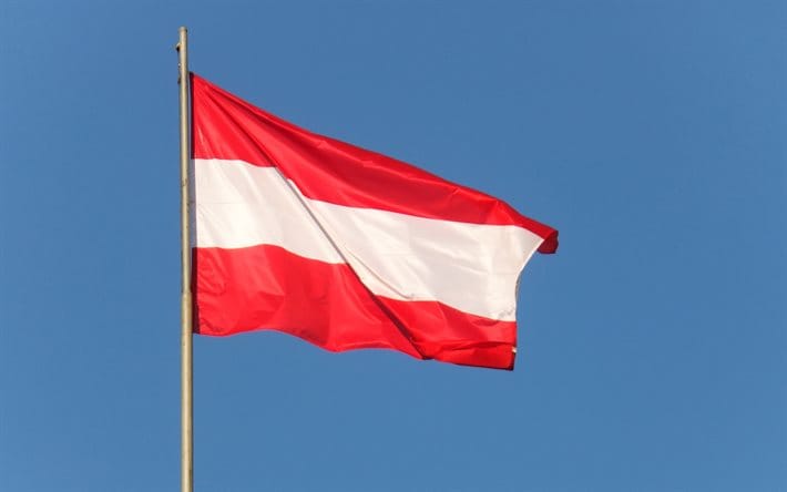 thumb2 austria flag on flagpole blue sky europe austrian flag flagpole
