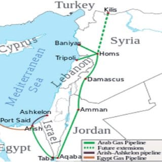 Arab Gas Pipeline project with projected extensions Source Q320