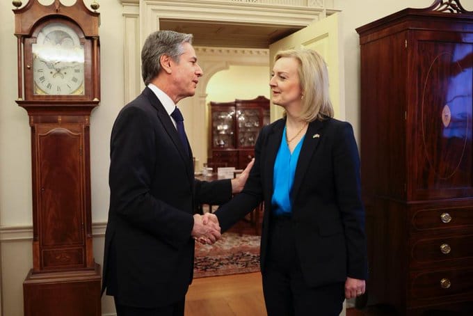 Liz Truss - met with Antony Blinken - 9 March 2022 - Twitte