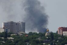 Smoke rises after shelling during Ukraine-Russia conflict in Donetsk, Ukraine July 6, 2022. REUTERS Alexander Ermochenko