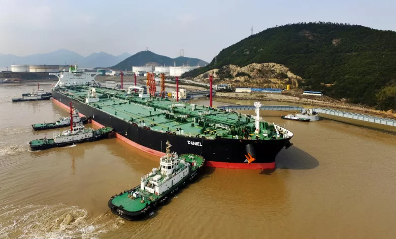 Tugboats docking the oil tanker “Daniel,” which is carrying crude oil imported from Iran to Zhoushan City in eastern China in March, 2018.Credit: Associated Press