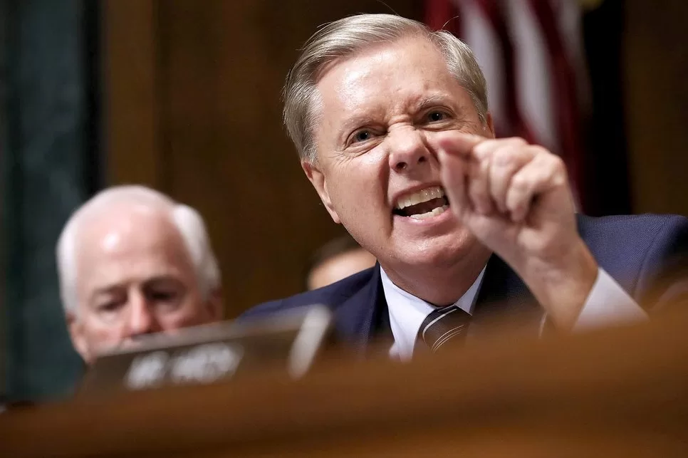 Sen. Lindsey Graham (R-SC) shouts while questioning Judge Brett Kavanaugh during his Supreme Court confirmation hearing in the Dirksen Senate Office Building on Capitol Hill Sept. 27, 2018 in Washington, DC.Win McNamee / Getty Images